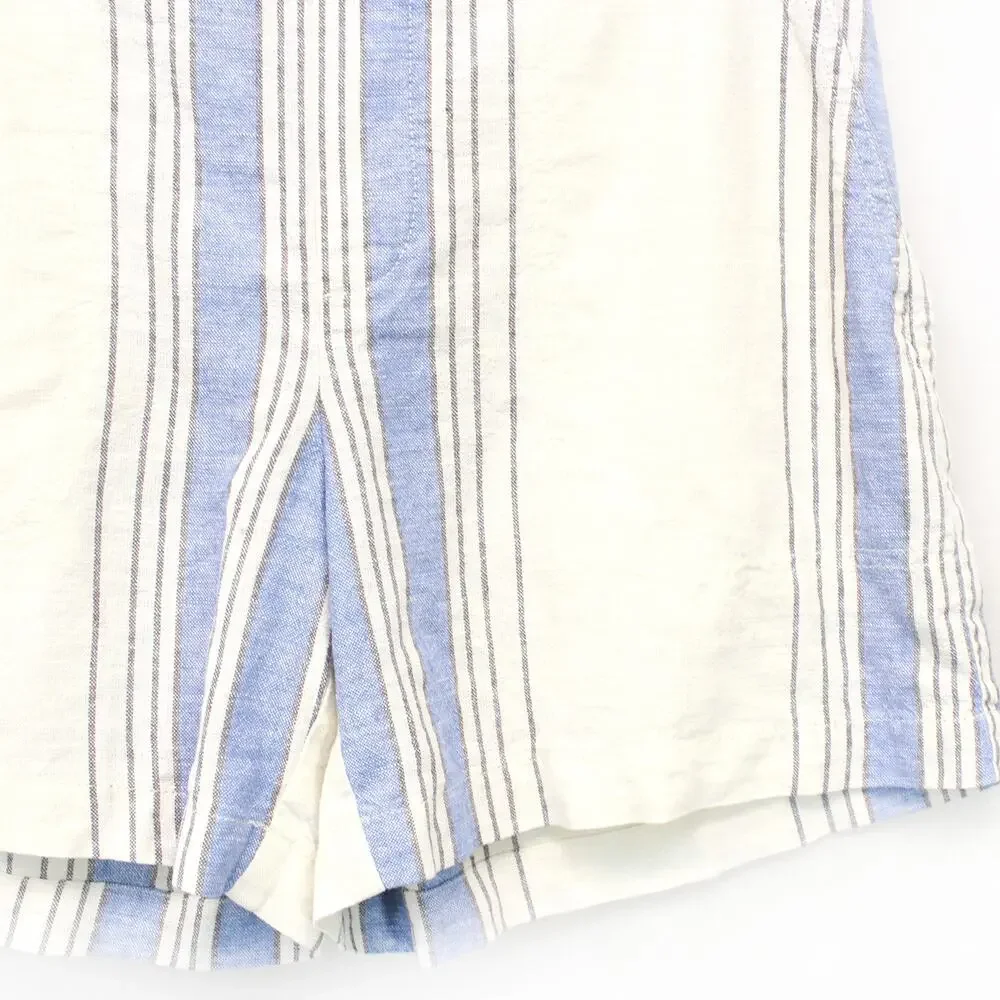 Banana Republic New Linen Blend Blue Striped Casual Resort Summer Shorts Small
